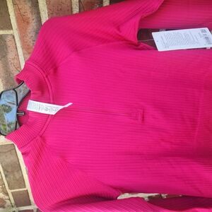 Lululemon Athletica Pink Ribbed Polo Crop Top